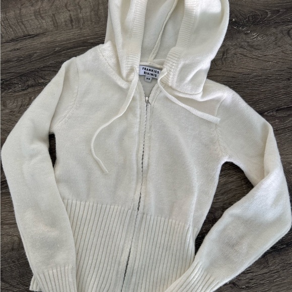 Frankie's Bikinis Sweaters - Frankie's Bikinis White Hooded jacket